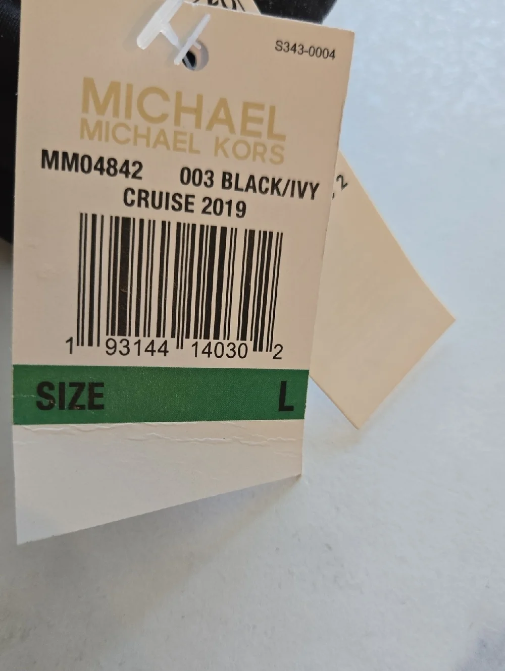 MICHAEL KORS Logo Ring Hipster Bikini Bottoms Black Green Floral Size L NWT